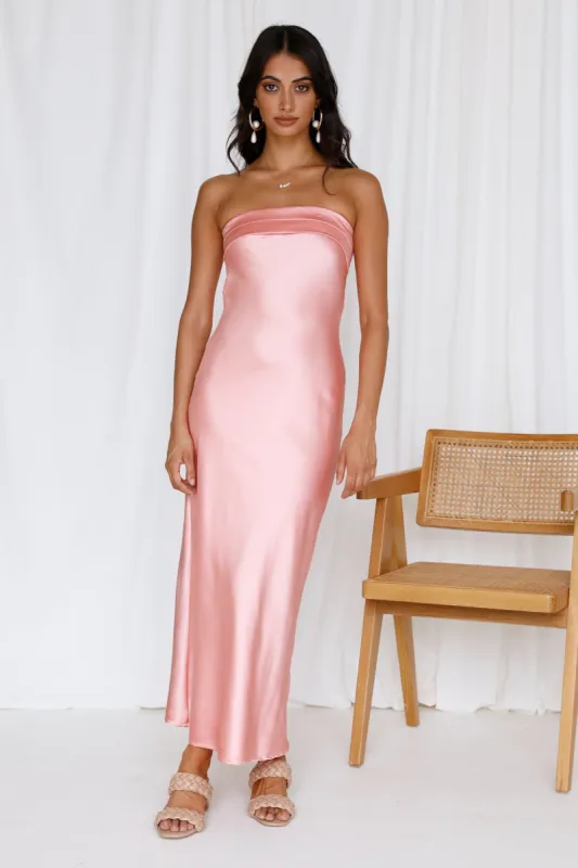 Gleam In Gold Maxi Dress Pink sold by Fortunate One