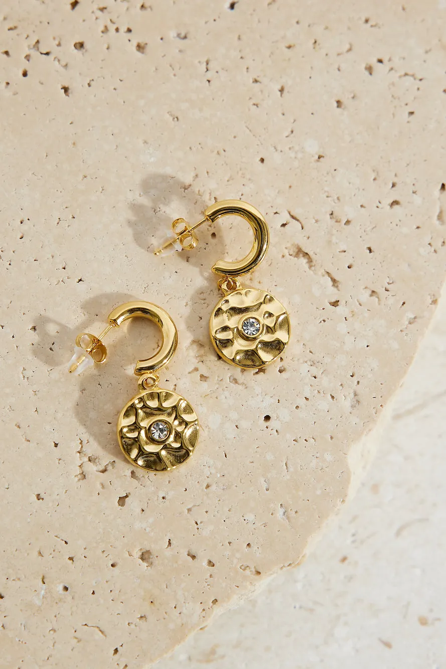 18k Gold Plated Serving Diamonds Earrings Gold sold by Fortunate One