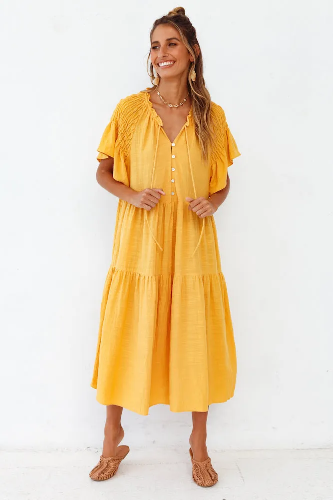 Starry Streets Midi Dress Mustard sold by Fortunate One product image thumbnail 2
