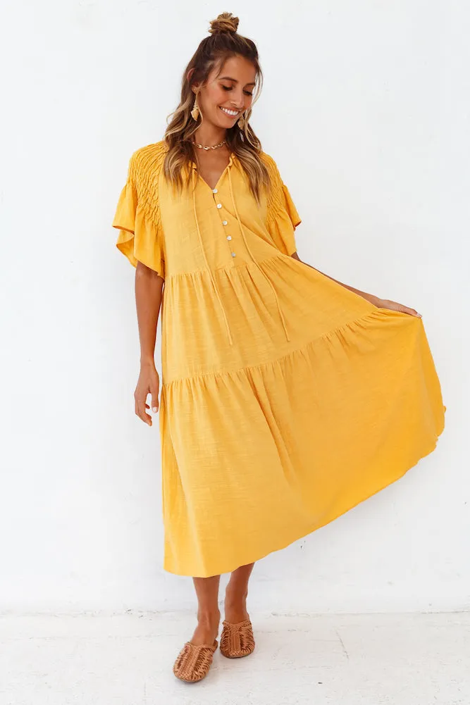 Starry Streets Midi Dress Mustard sold by Fortunate One product image thumbnail 3