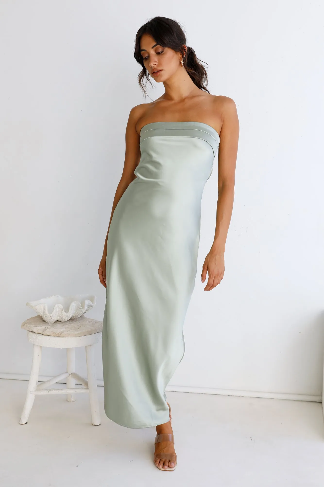 Gleam In Gold Maxi Dress Light Green sold by Fortunate One product image thumbnail 4
