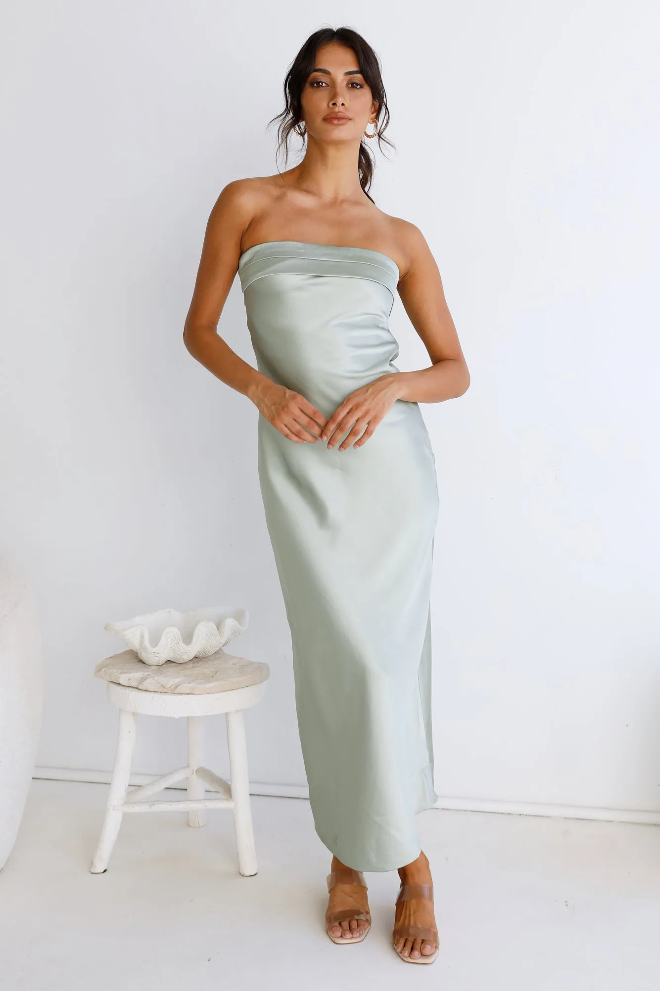 Gleam In Gold Maxi Dress Light Green sold by Fortunate One product image thumbnail 5