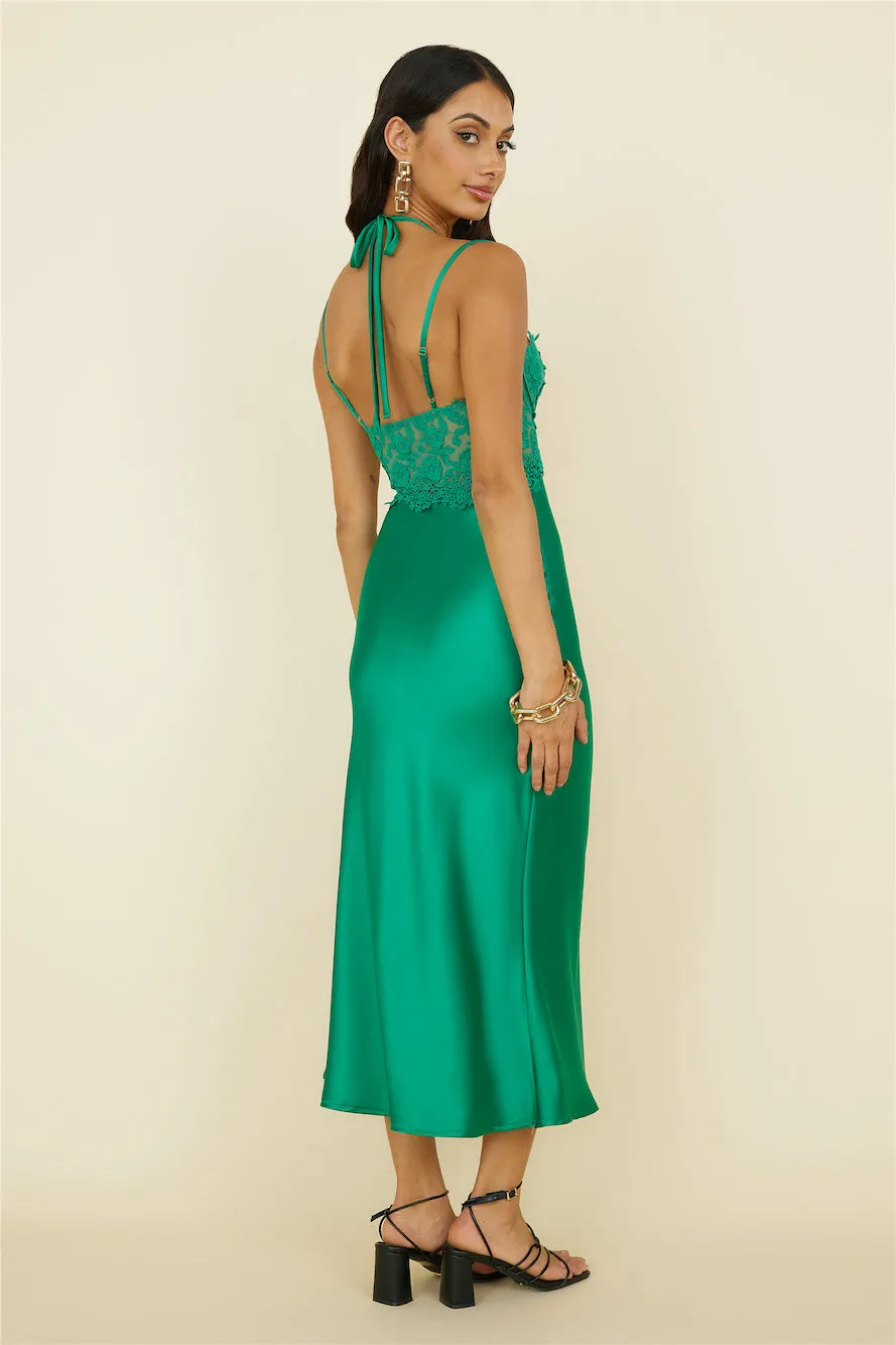 Sunday Brunch Satin Maxi Dress Green sold by Fortunate One product image thumbnail 5