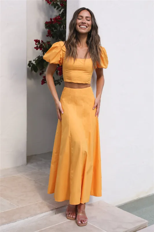 Cool And Calm Maxi Skirt Mustard sold by Fortunate One