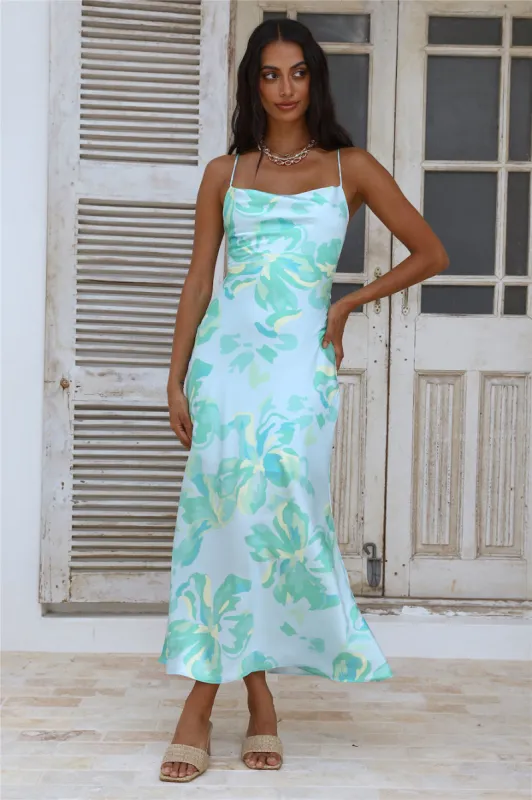 Paradise Dream Maxi Dress Blue Green sold by Fortunate One