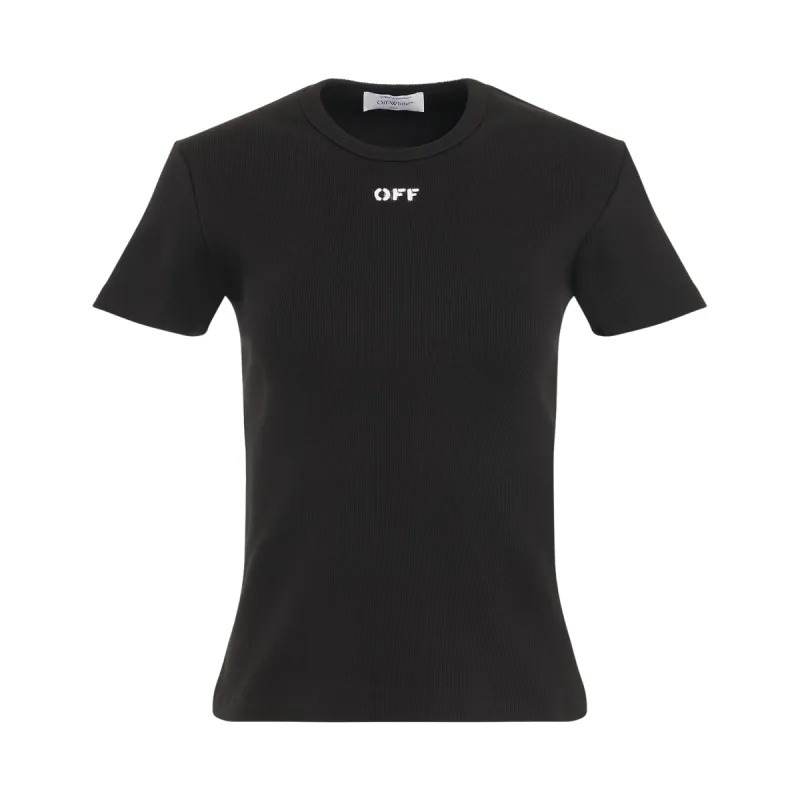 Off Stamp Rib Basic T-Shirt in Black sold by MARAIS