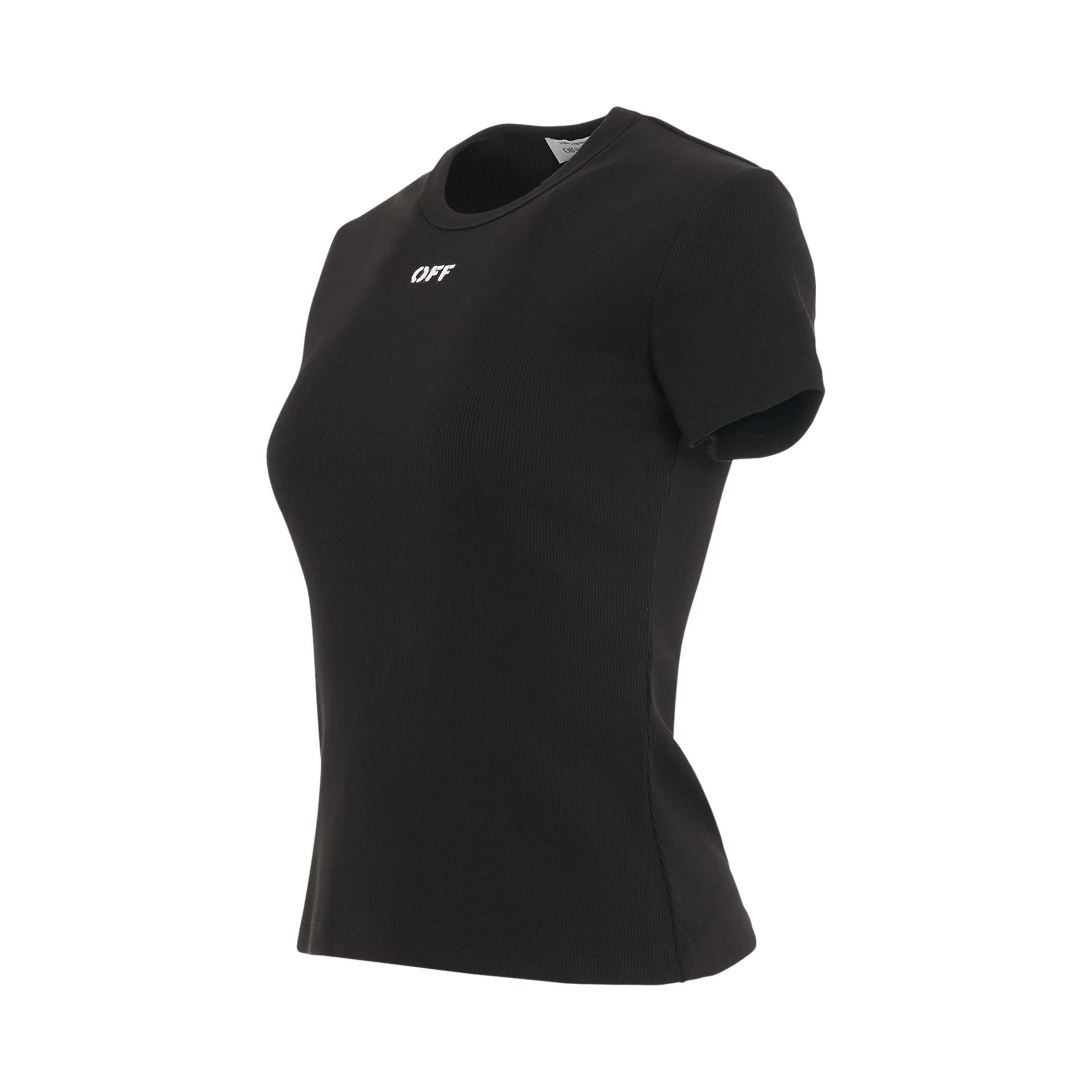 Off Stamp Rib Basic T-Shirt in Black sold by MARAIS product image thumbnail 2