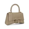 Hourglass XS Metallized Croco Embossed Bag in Light Gold sold by MARAIS