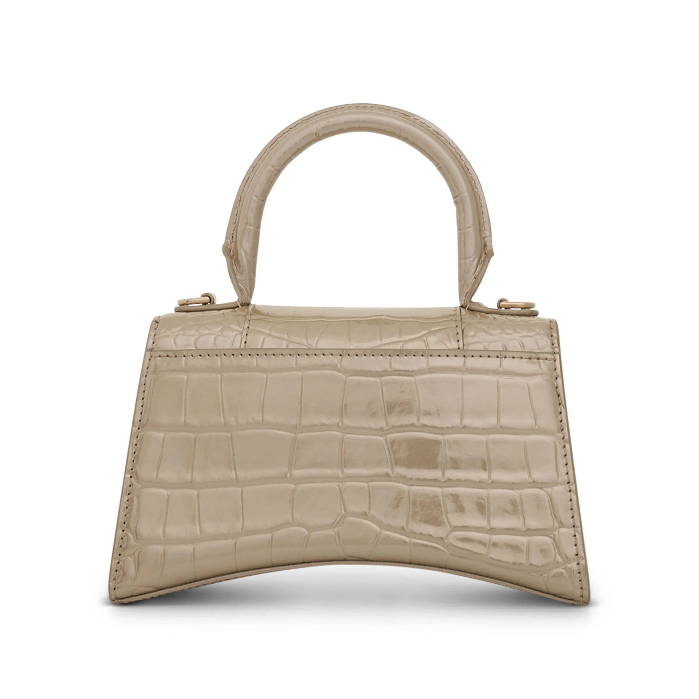 Hourglass XS Metallized Croco Embossed Bag in Light Gold sold by MARAIS product image thumbnail 5