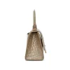 Hourglass XS Metallized Croco Embossed Bag in Light Gold sold by MARAIS