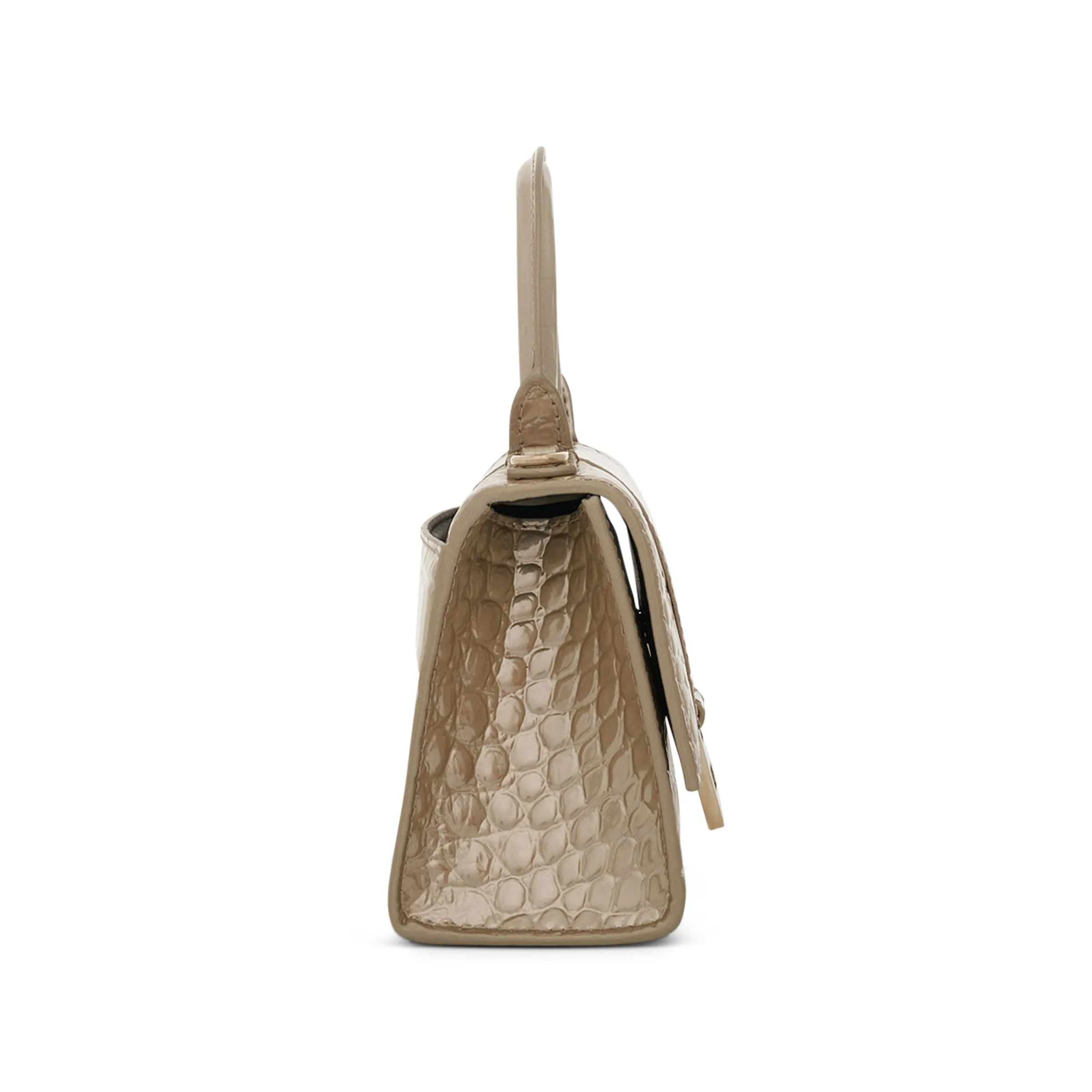 Hourglass XS Metallized Croco Embossed Bag in Light Gold sold by MARAIS product image thumbnail 4