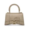 Hourglass XS Metallized Croco Embossed Bag in Light Gold sold by MARAIS
