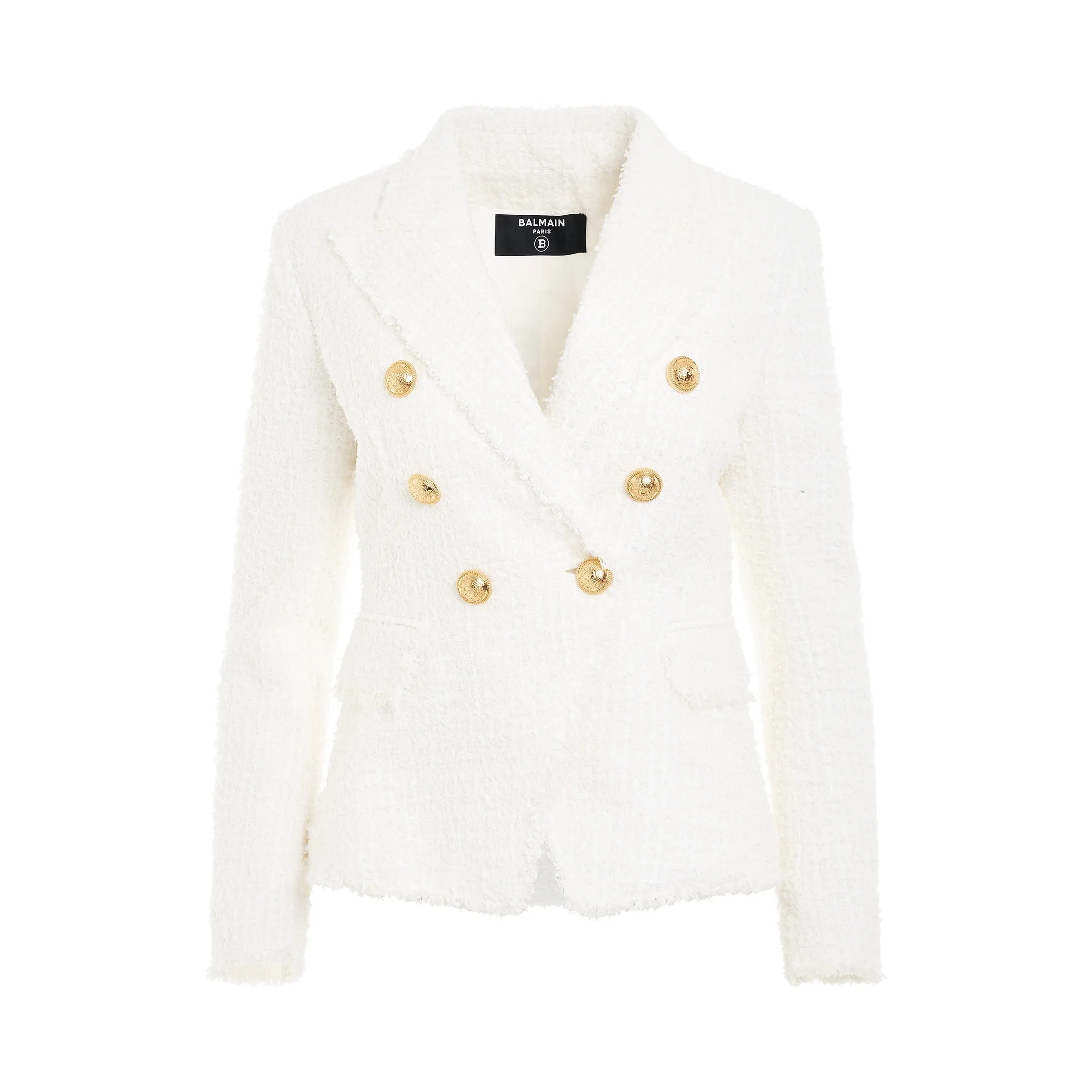 6 Buttons Double Breasted Tweed Jacket in White sold by MARAIS