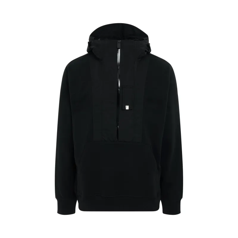 Mid Zip Hoodie in Black made by MARAIS