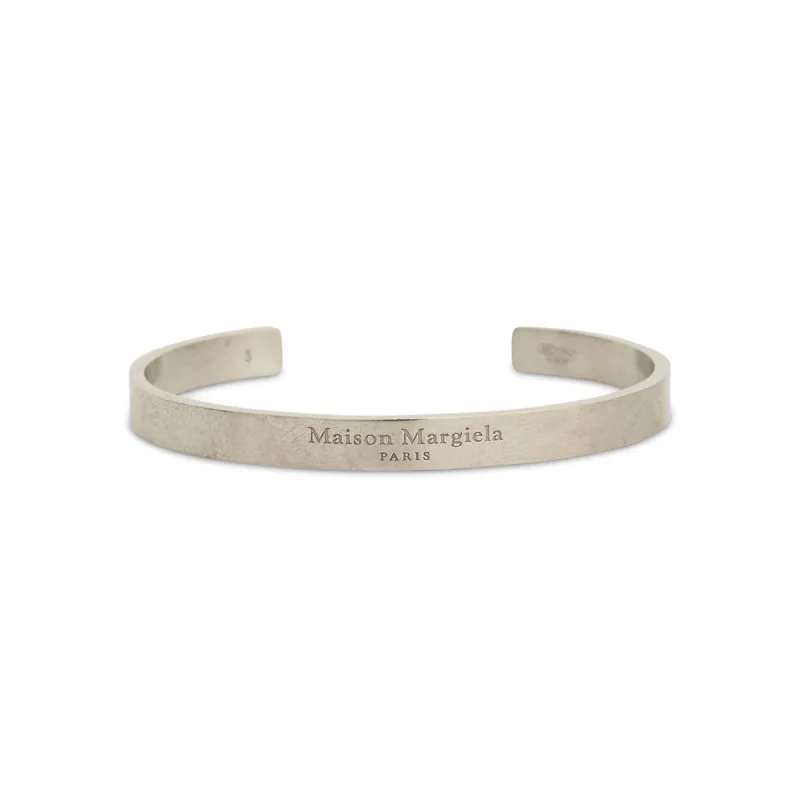 Medium Margiela Logo Cuff Bracelet in Silver sold by MARAIS