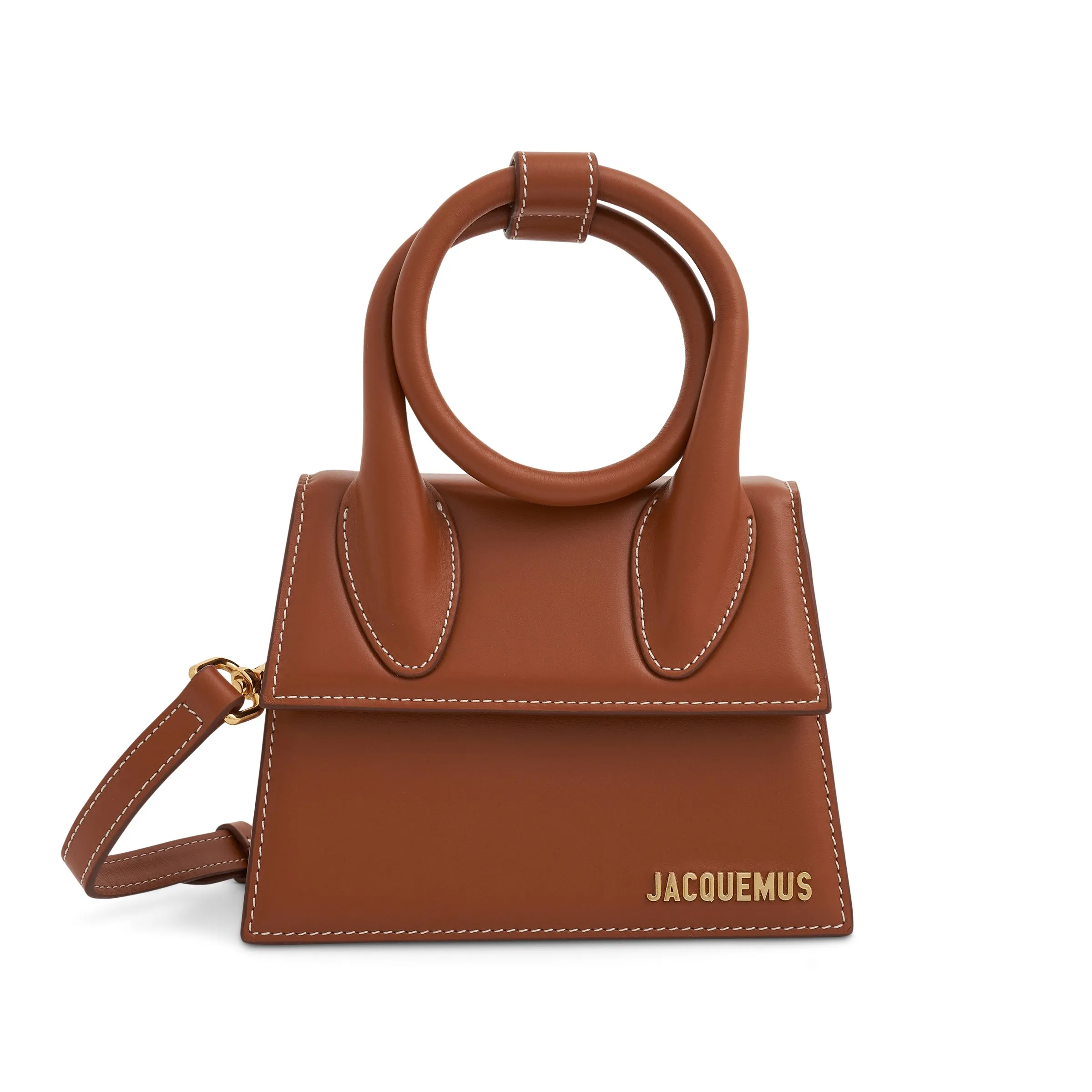Le Chiquito Noeud Leather Bag in Light Brown sold by MARAIS