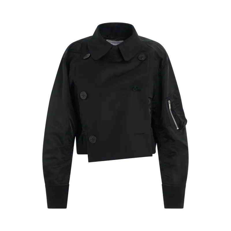 Nylon Twill Multi Panel Jacket in Black sold by MARAIS
