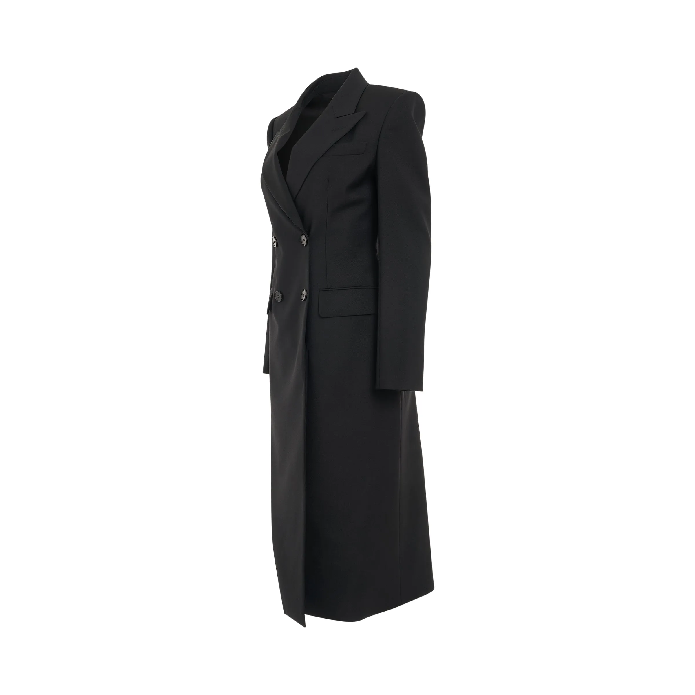Double Breasted Slit Detail Coat in Black sold by MARAIS product image thumbnail 2