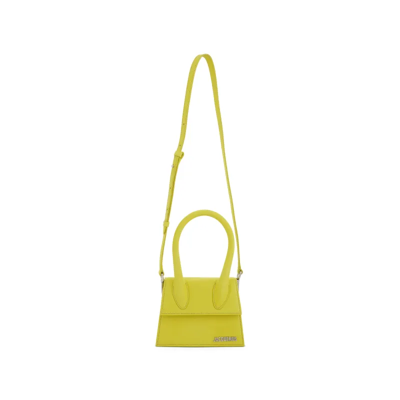 Le Chiquito Moyen Leather Bag in Neon Yellow sold by MARAIS