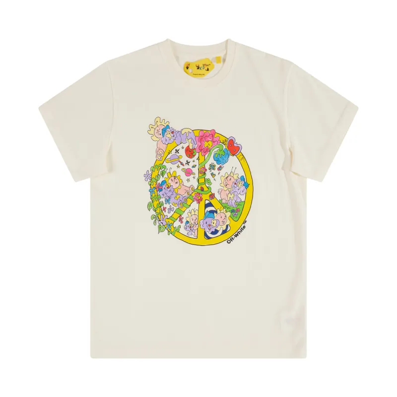 Peace Short Sleeves T-Shirt in Off White sold by MARAIS
