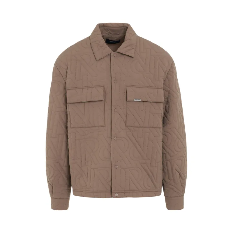 Initial Quilted Overshirt in Mushroom sold by MARAIS