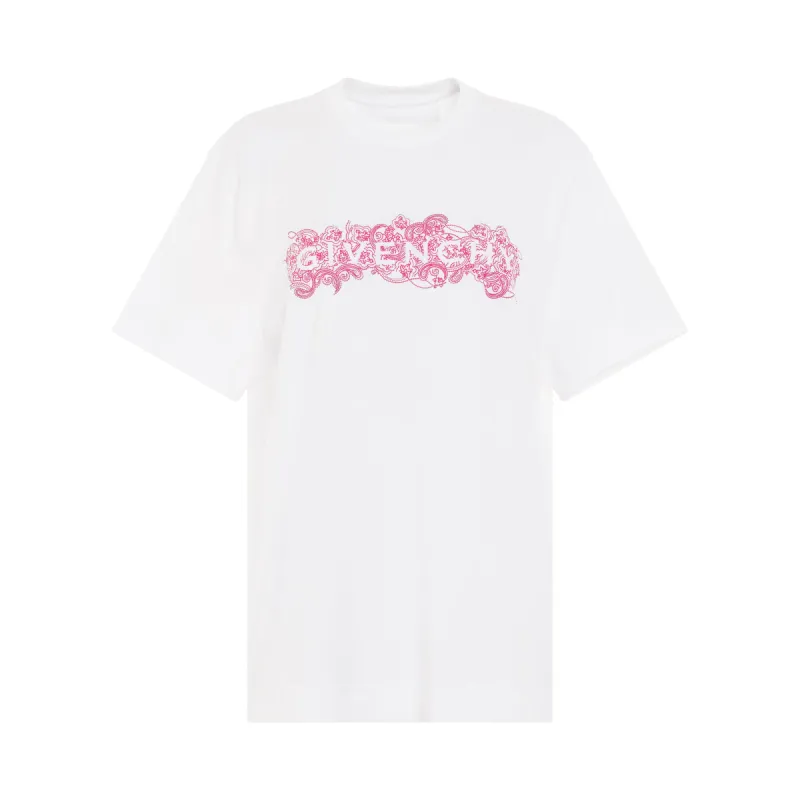 4G Embroidered Logo Classic Fit T-Shirt in White sold by MARAIS