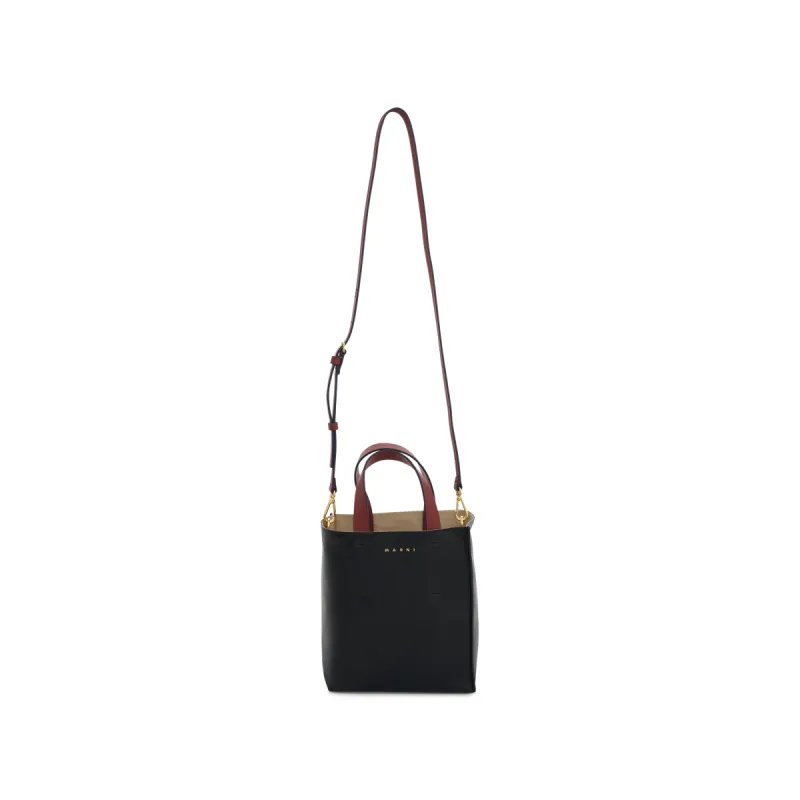 Museo Soft Leather Tote Bag in Black/Mercury/Burgundy sold by MARAIS