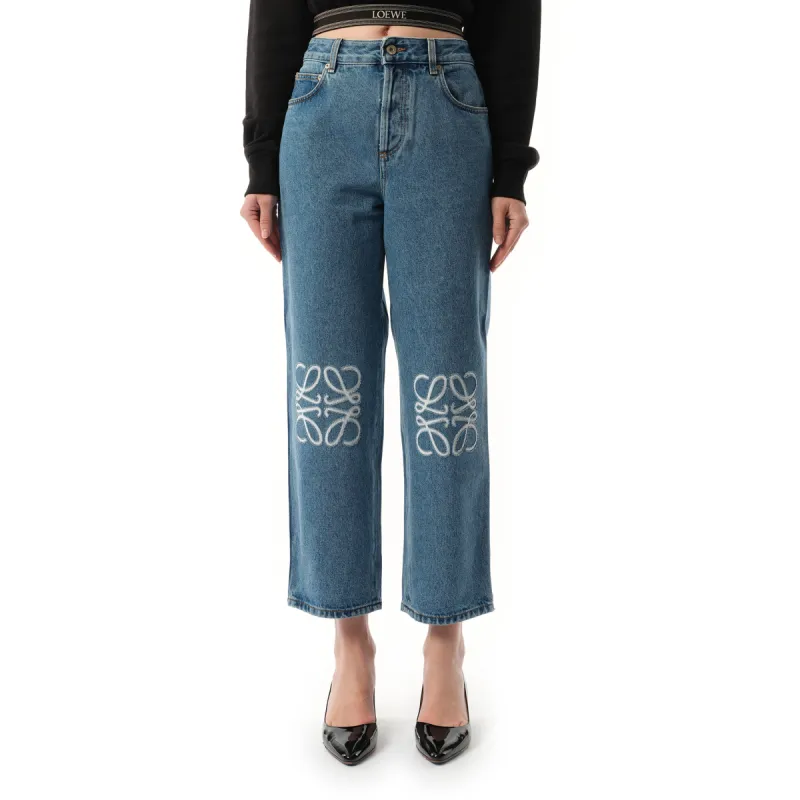 Anagram Cropped Jeans in Mid Blue sold by MARAIS