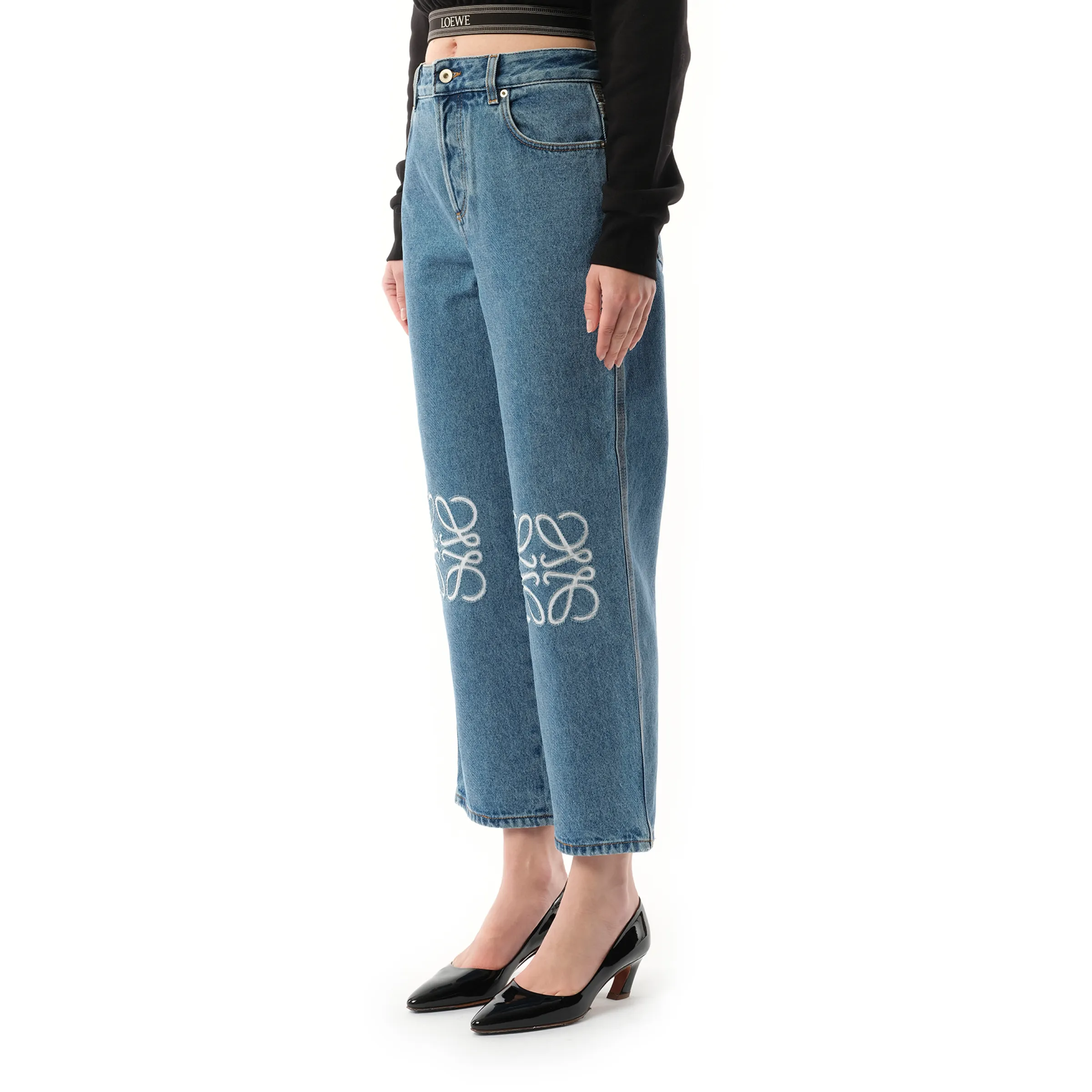 Anagram Cropped Jeans in Mid Blue sold by MARAIS product image thumbnail 5