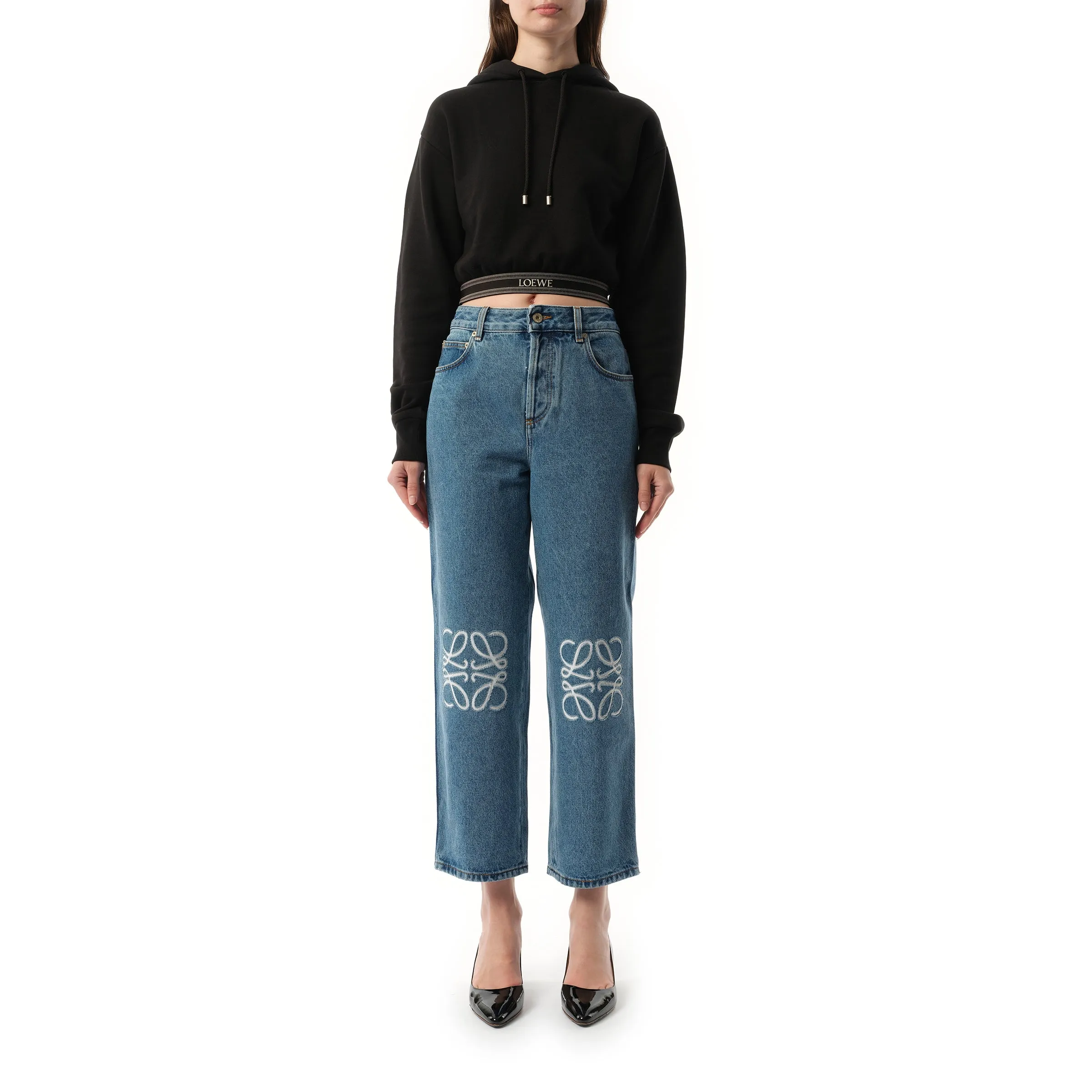 Anagram Cropped Jeans in Mid Blue sold by MARAIS product image thumbnail 4