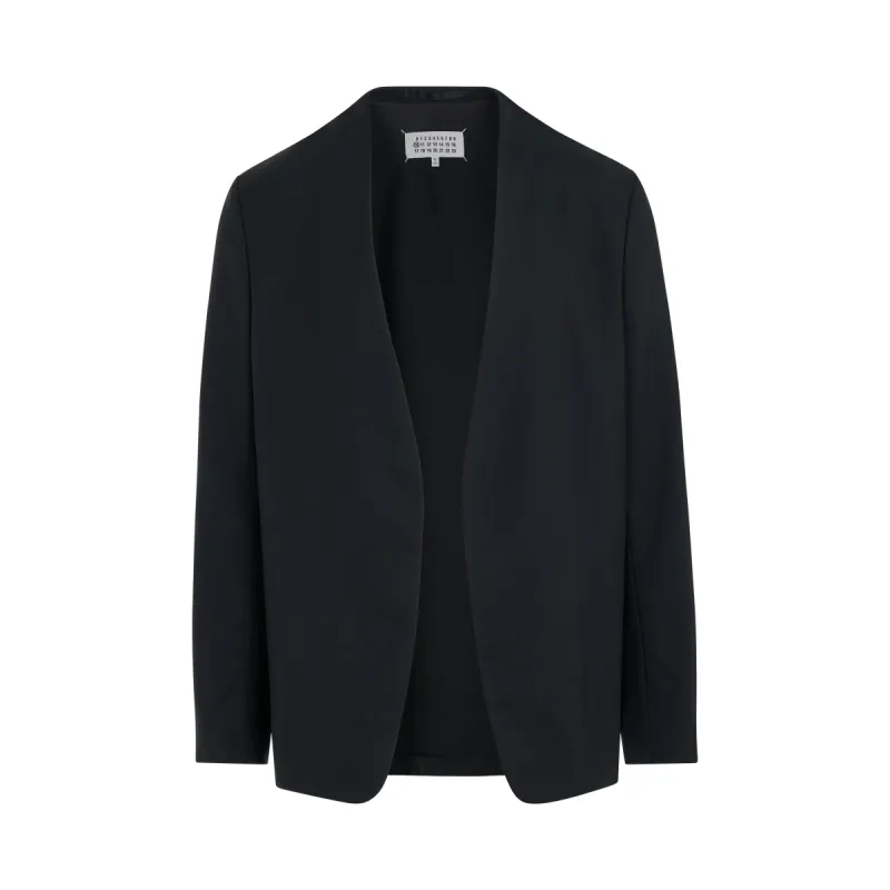 Collarless Single Breasted Blazer in Black sold by MARAIS