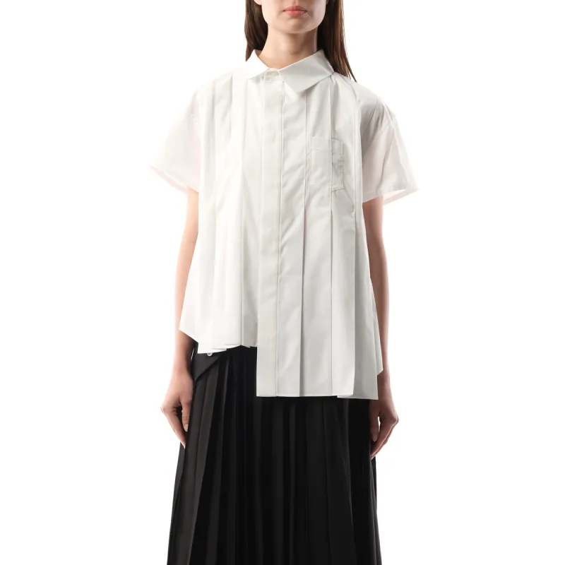 Asymmetric Cotton Poplin Shirt in Off White sold by MARAIS