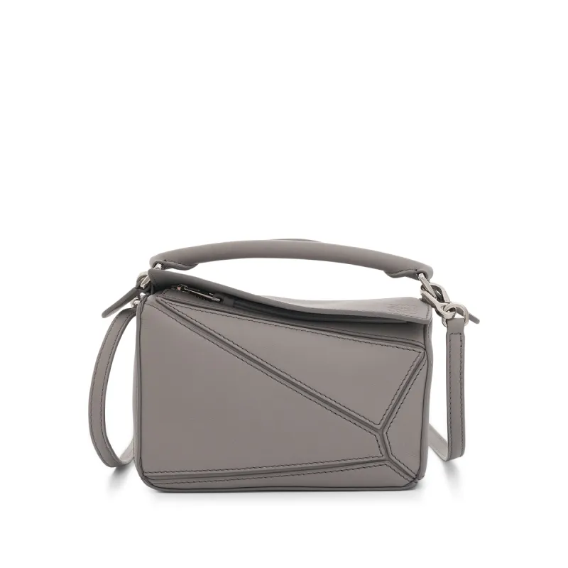 Mini Puzzle Bag in Classic Calfskin in Pearl Grey sold by MARAIS