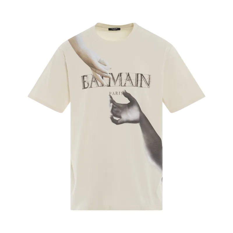 Statue Printed Bulky Fit T-Shirt in White/Multi Brown sold by MARAIS