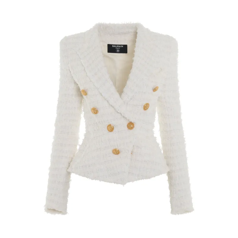 8 Button Tweed Jacket in White sold by MARAIS