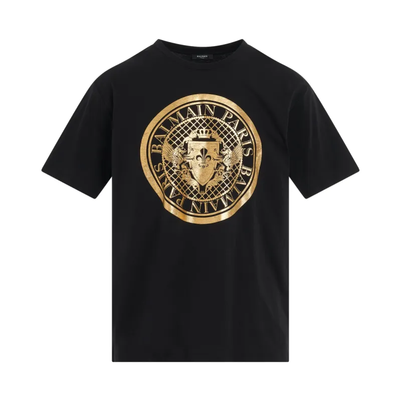 Coin Flock Straight Fit T-Shirt in Black/Gold sold by MARAIS