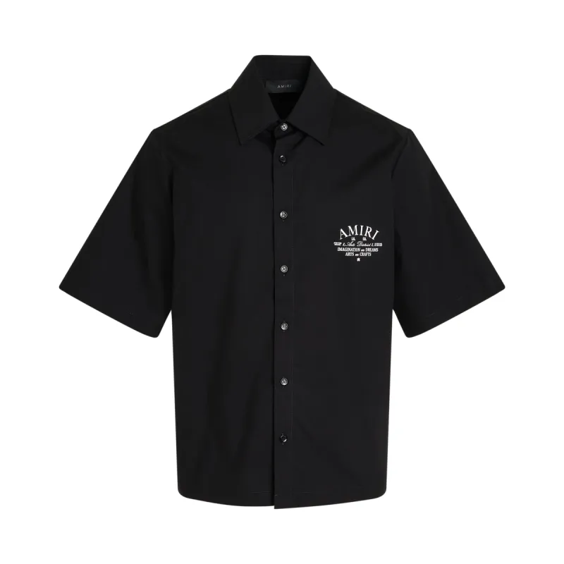 Amiri Art District Poplin Shirt in Black sold by MARAIS