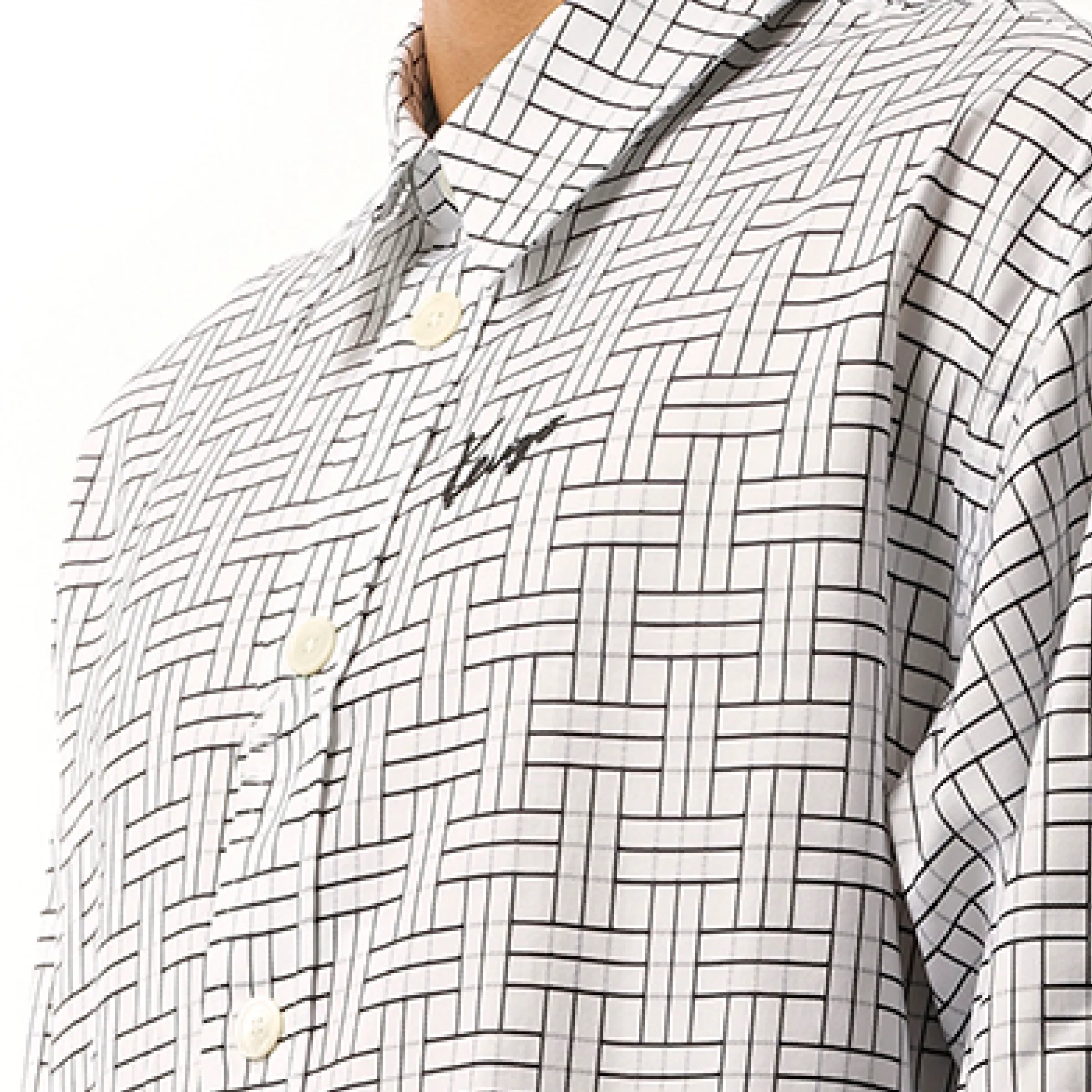 Kenzo Weave Oversized Shirt in White sold by MARAIS product image thumbnail 3