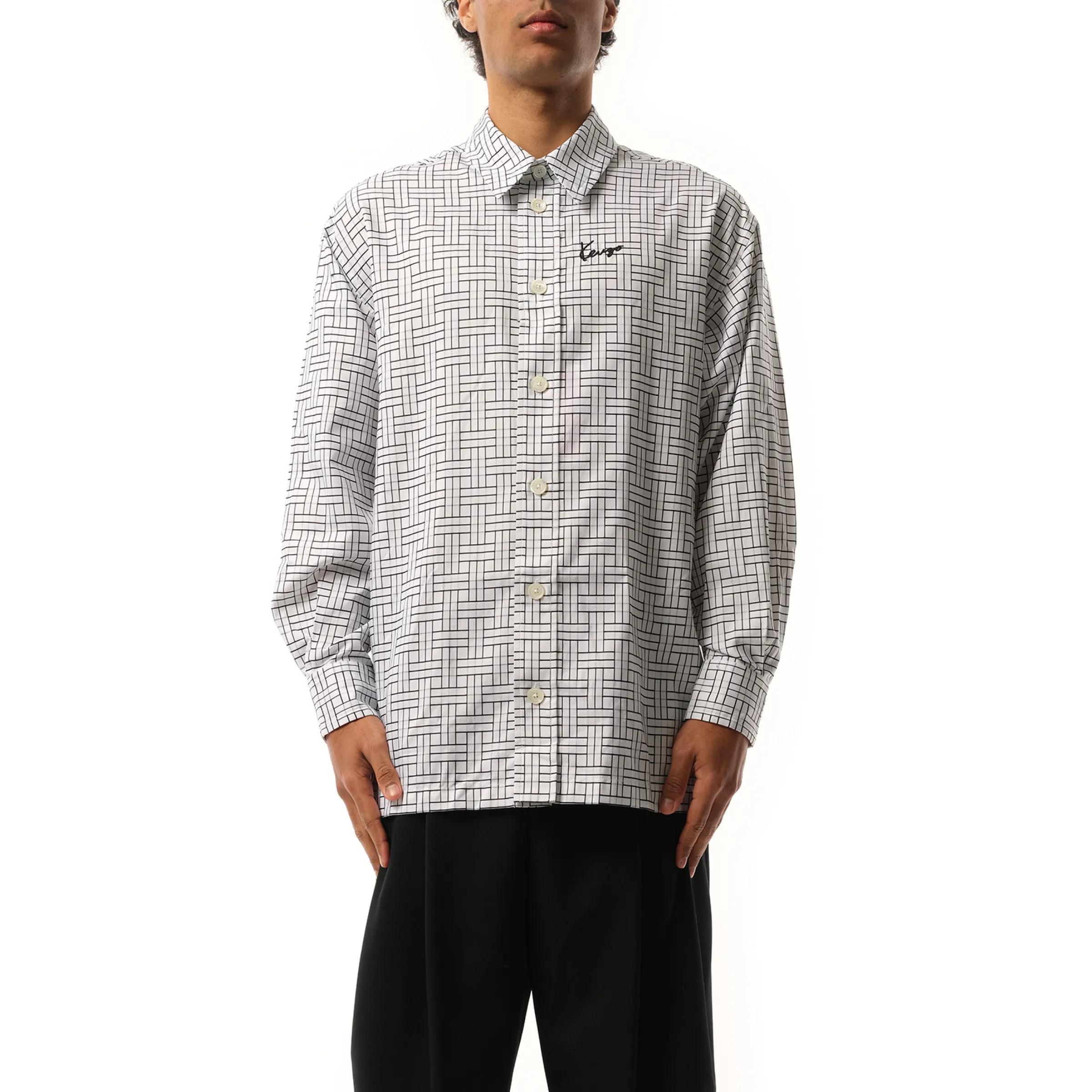 Kenzo Weave Oversized Shirt in White sold by MARAIS