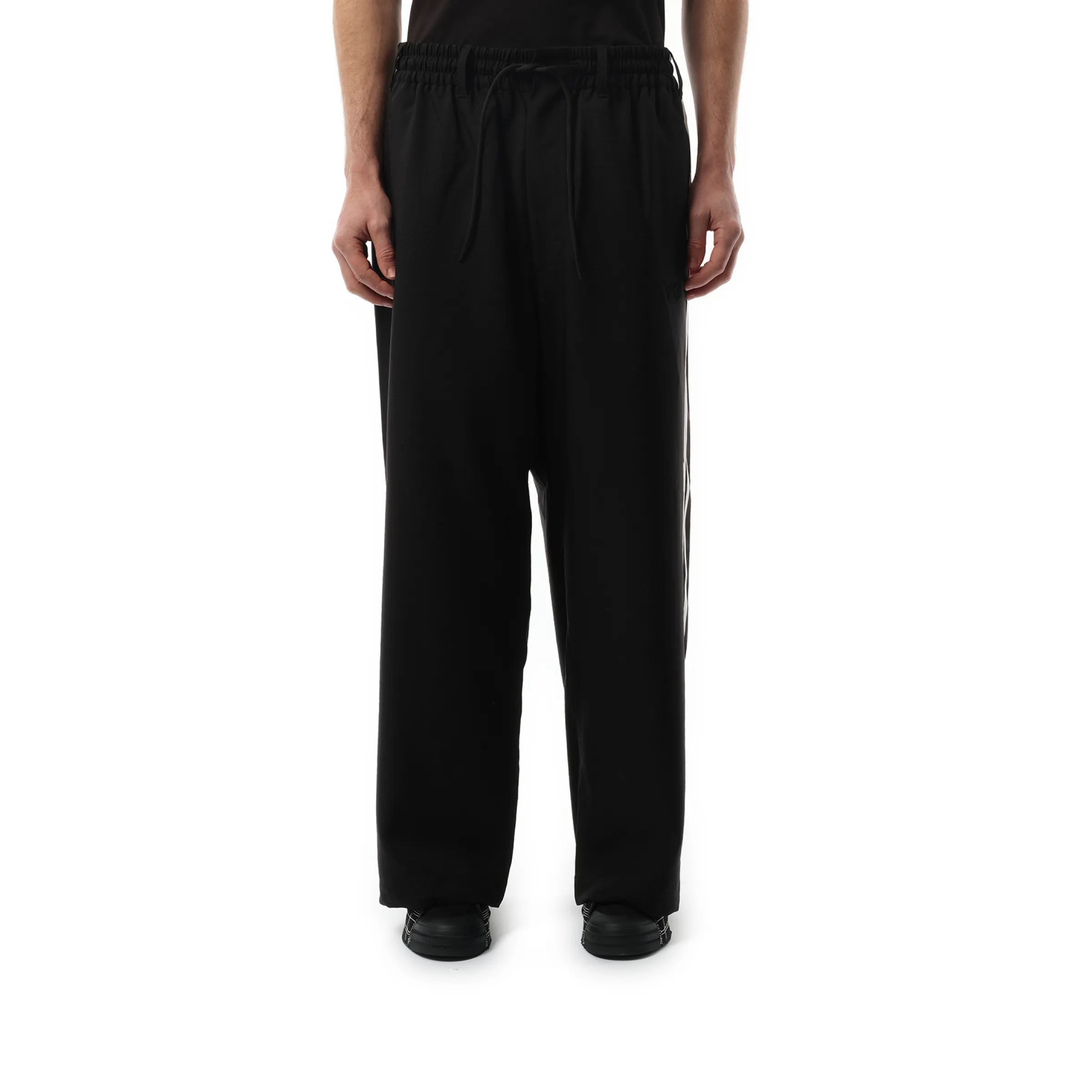 Sports Uniform 3 Stripe Pants in Black sold by MARAIS