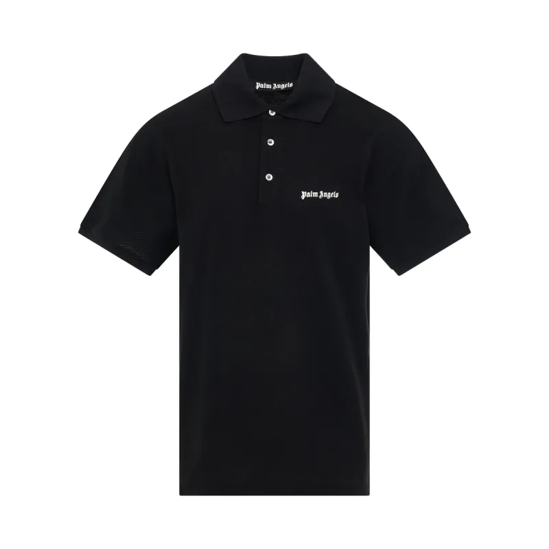 Embroidered Logo Polo Shirt in Black sold by MARAIS