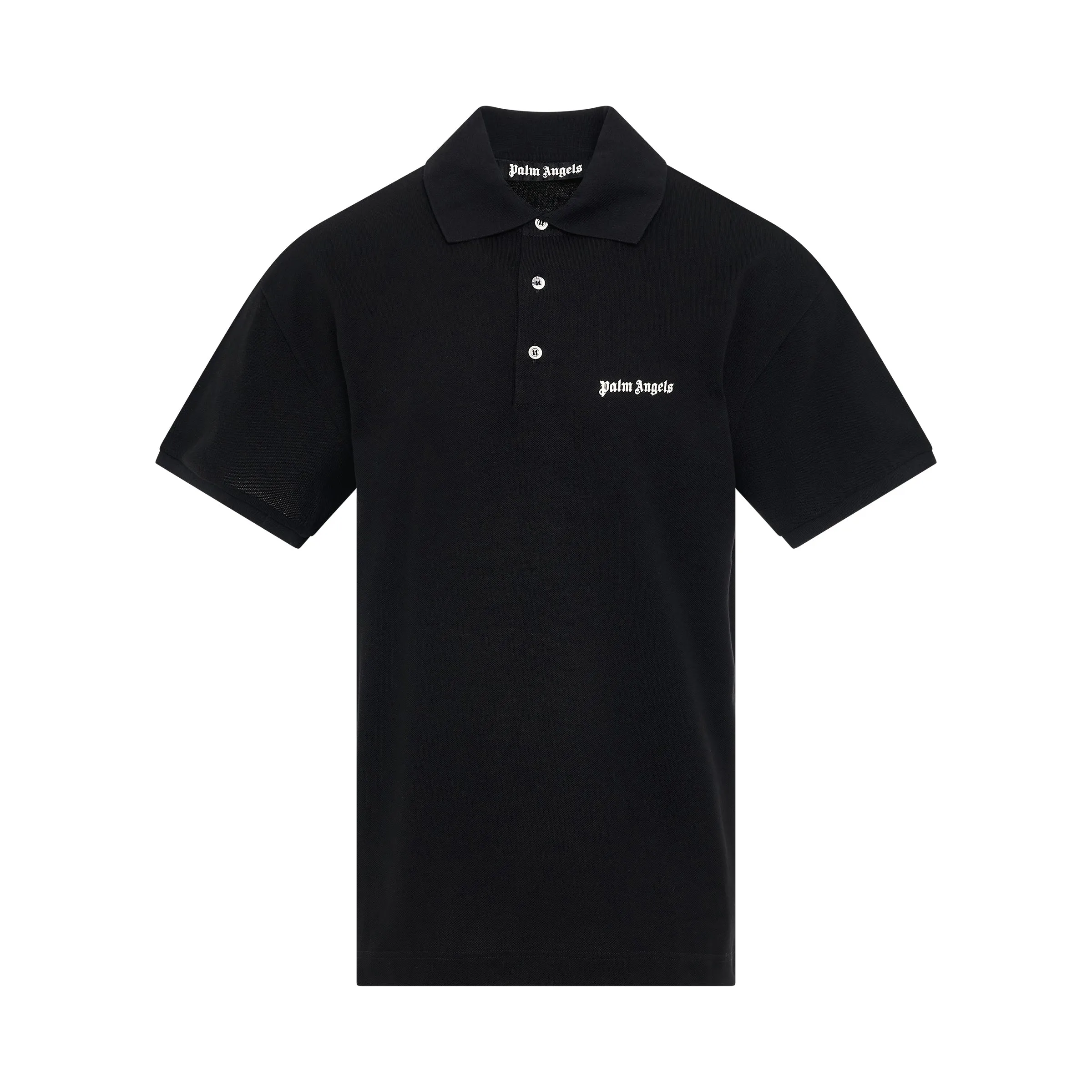 Embroidered Logo Polo Shirt in Black sold by MARAIS