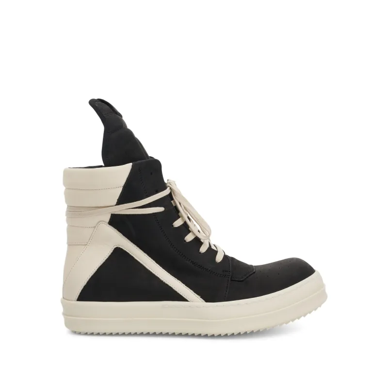 Geobasket Nubuck Leather Sneakers in Black/Milk made by Rick Owens