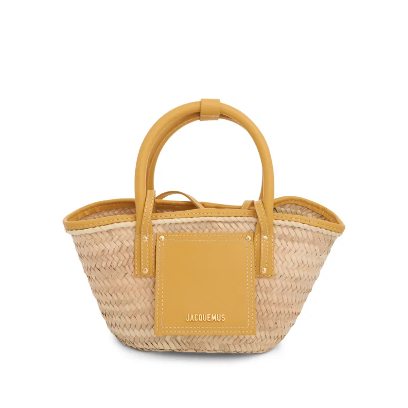 Le Petit Panier Soleil Straw & Leather Bag in Dark Yellow sold by MARAIS
