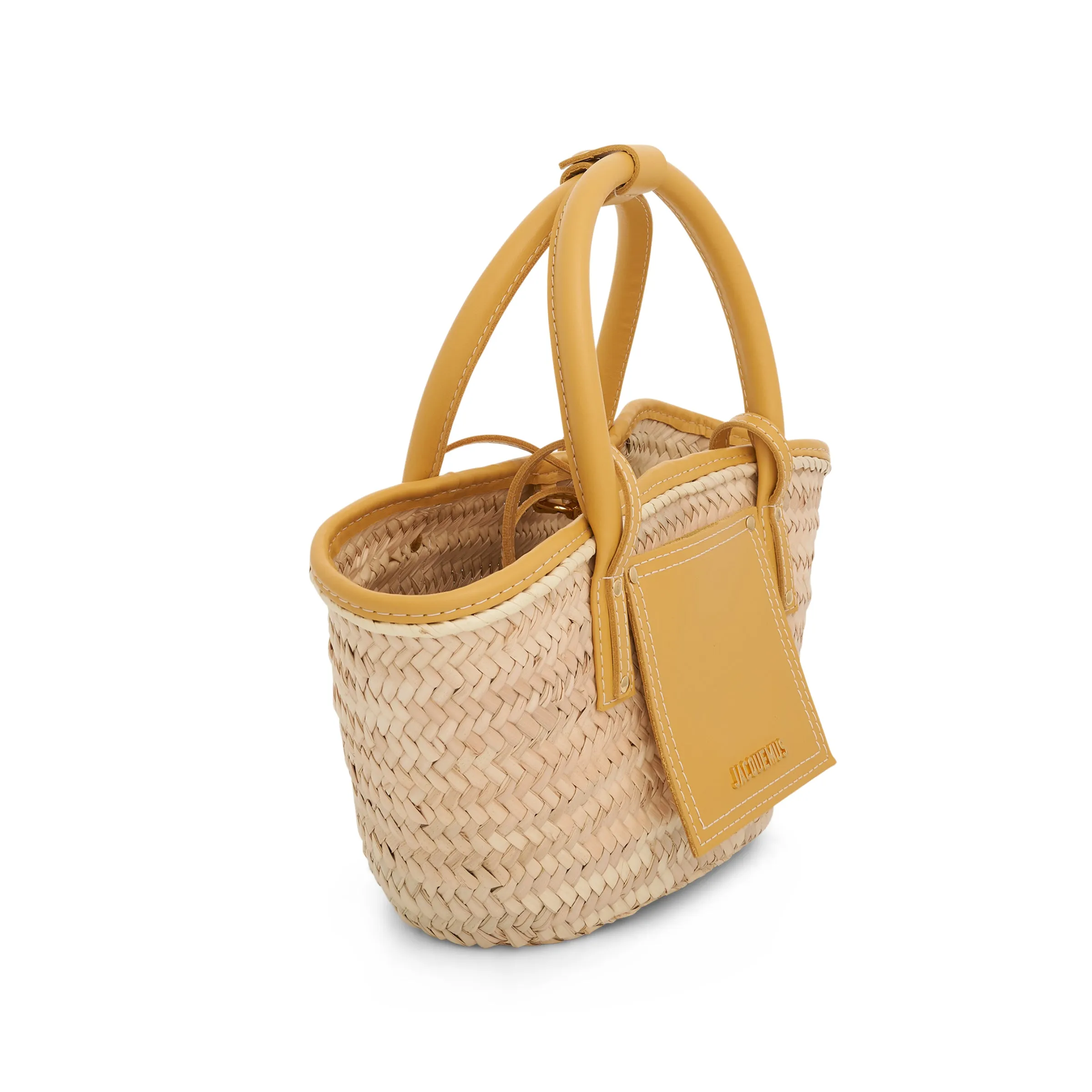 Le Petit Panier Soleil Straw & Leather Bag in Dark Yellow sold by MARAIS product image thumbnail 2