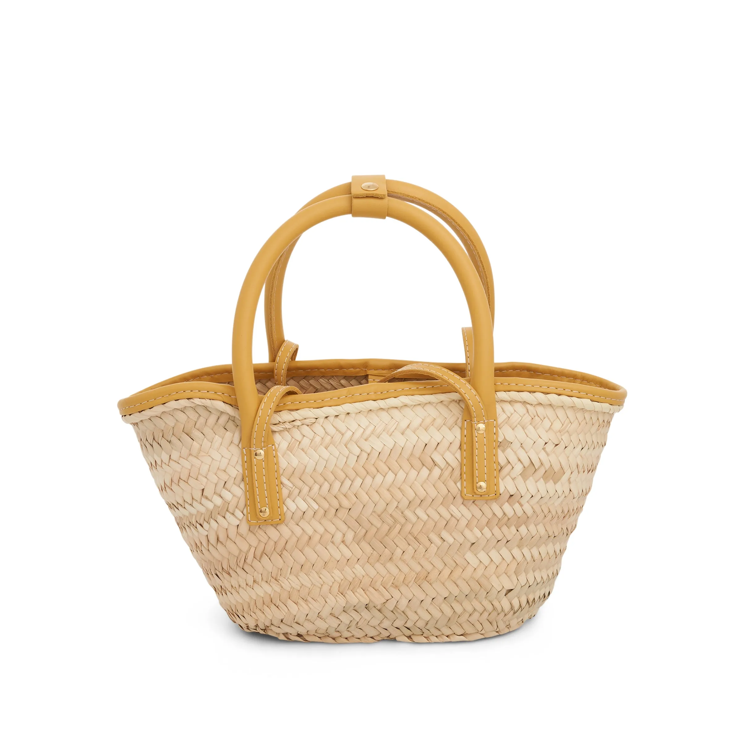 Le Petit Panier Soleil Straw & Leather Bag in Dark Yellow sold by MARAIS product image thumbnail 3