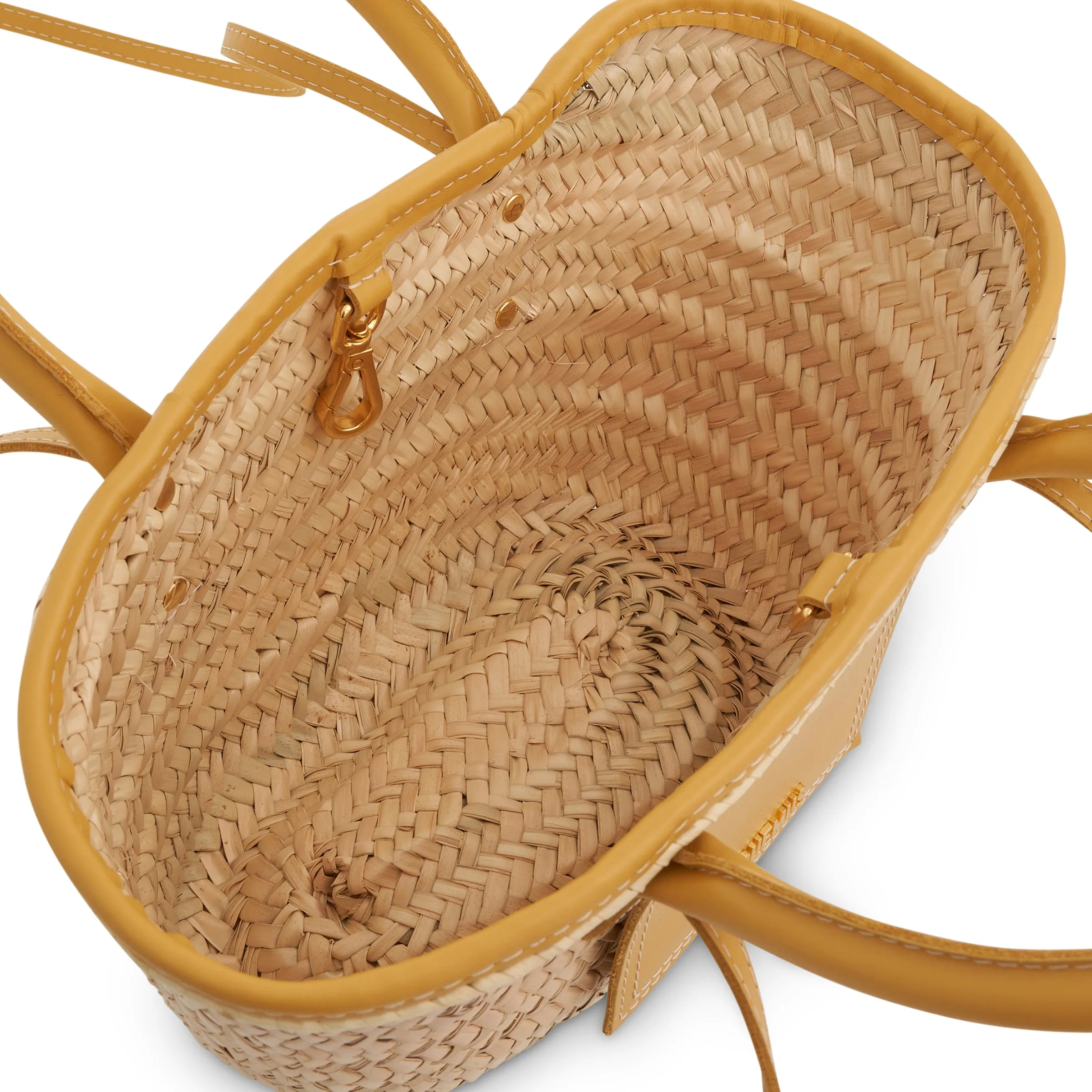 Le Petit Panier Soleil Straw & Leather Bag in Dark Yellow sold by MARAIS product image thumbnail 4
