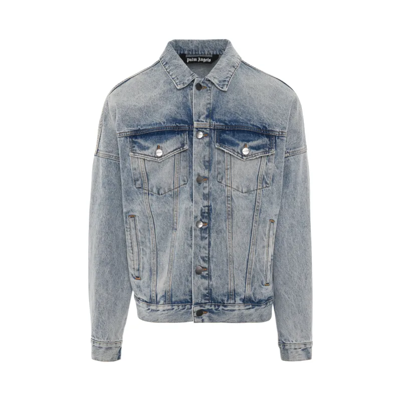 Back Logo Oversize B Denim Jacket in Light Blue sold by MARAIS