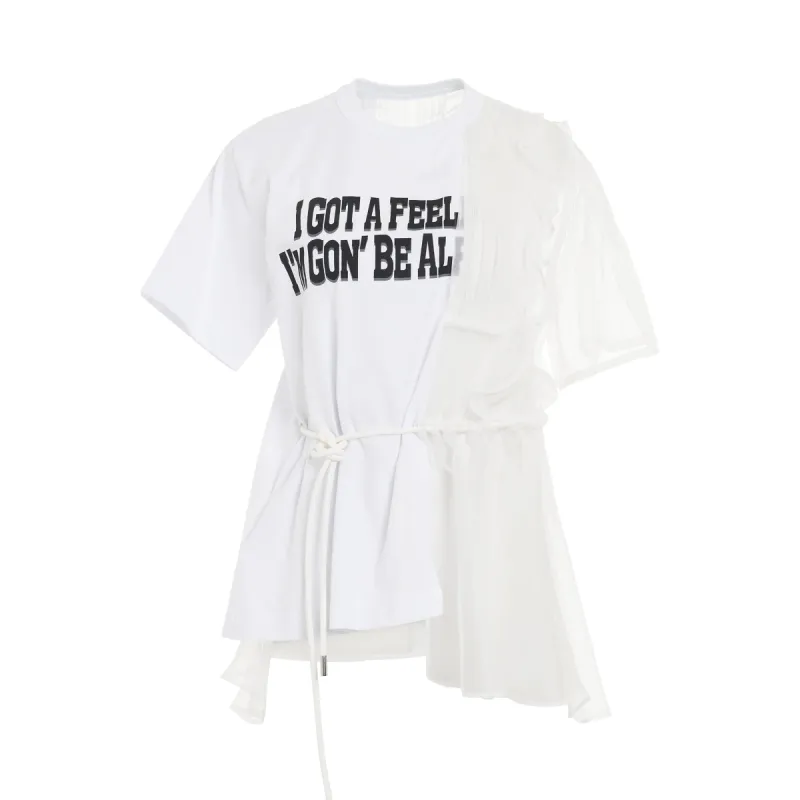 I Got A Feeling Drape T-Shirt in Off White sold by MARAIS