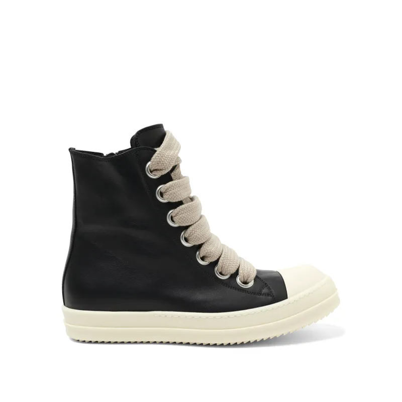 Full Grain Leather Jumbolaced Sneaker in Black/Pearl/Milk sold by MARAIS